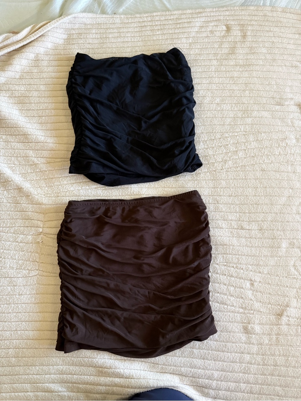 SHEIN Ruched Mini Skirts in Black & Brown